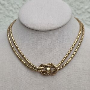 Vintage Bigney 120/12K GF Gold Filled Round Mesh Chain Knotted Necklace